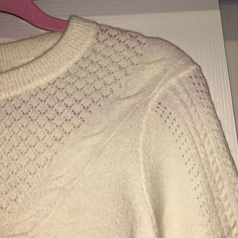 NWT Talbots Ivory Cable Knit Crewneck Sweater Woman's size XLP - Picture 3 of 8